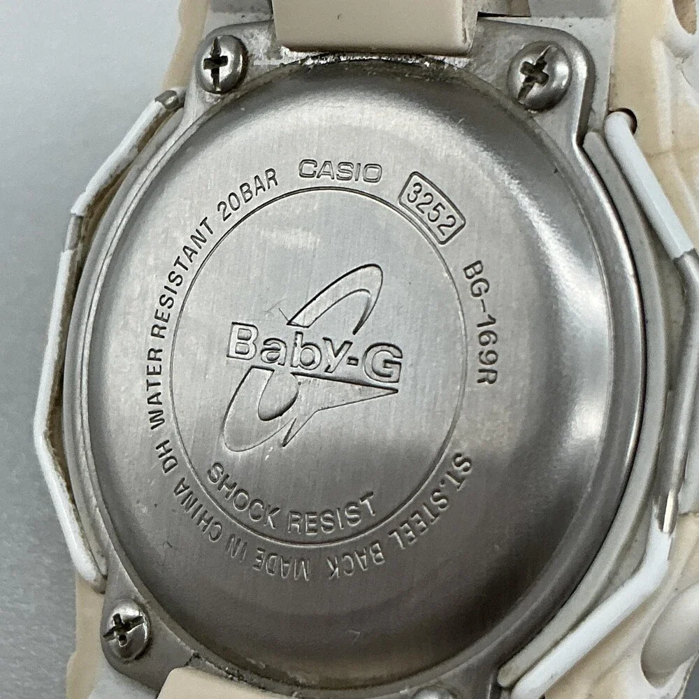 Casio Baby-G BG-169R Womens Watch 43mm White Digital Resin Alarm New Battery